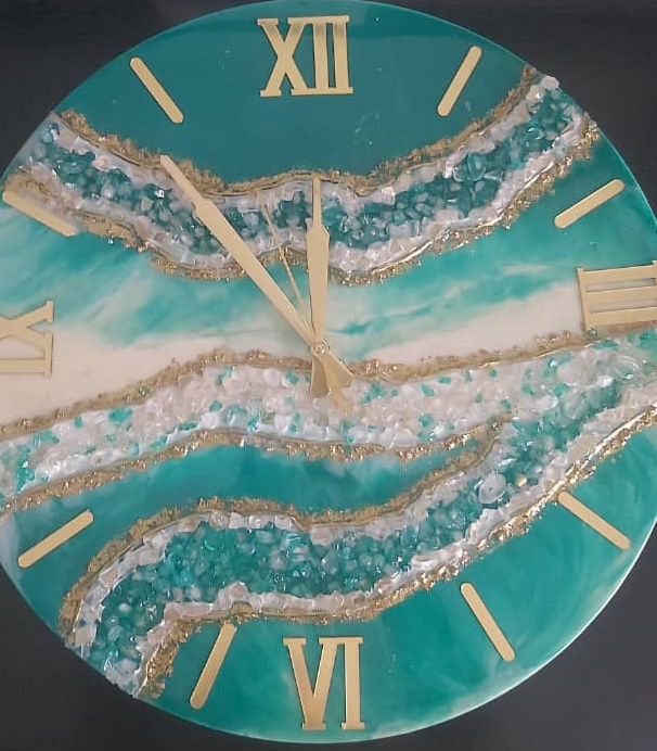 Hand-made Emerald Green Wall Clock
