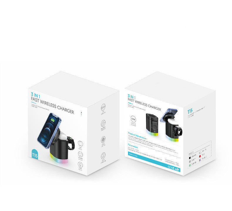 3 in 1 Magnetic Wireless Fast Charger For Smart Phone, Airpods & Watch