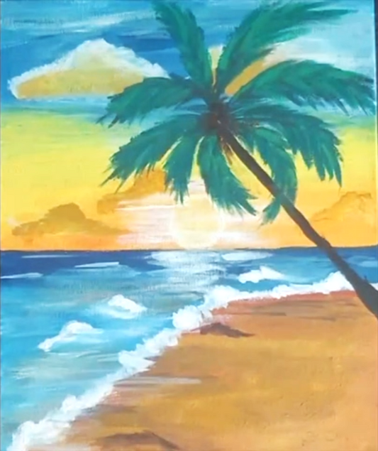 Hand-made Palm Next to the Sea Painting